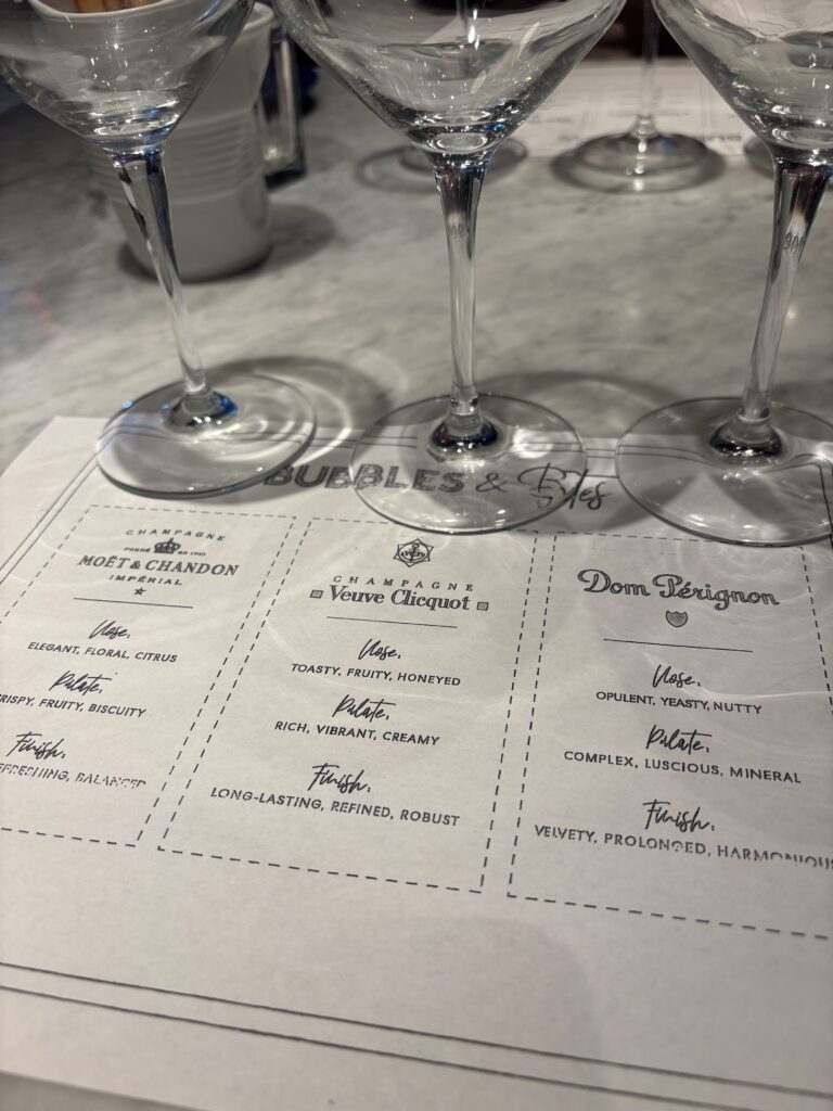 champagne pairing class on a cruise